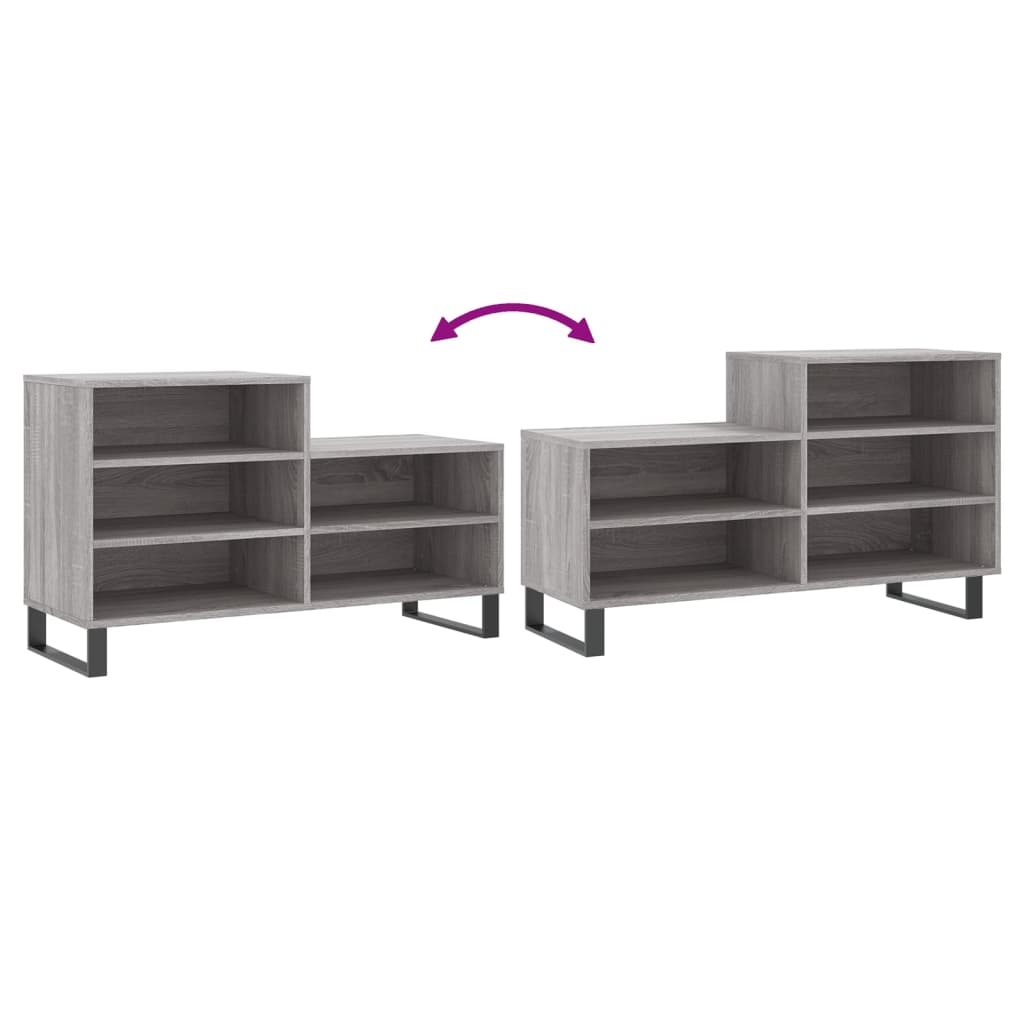 Étagère à chaussures gris Sonoma 102x36x60 cm en bois