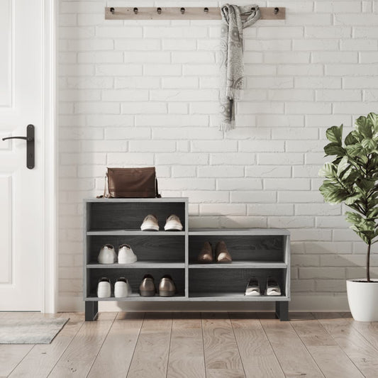 Shoe rack gray Sonoma 102x36x60 cm made of wood