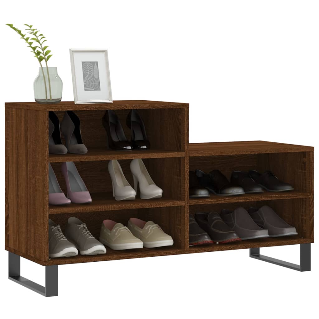 Étagère à chaussures aspect chêne marron 102x36x60 cm en bois