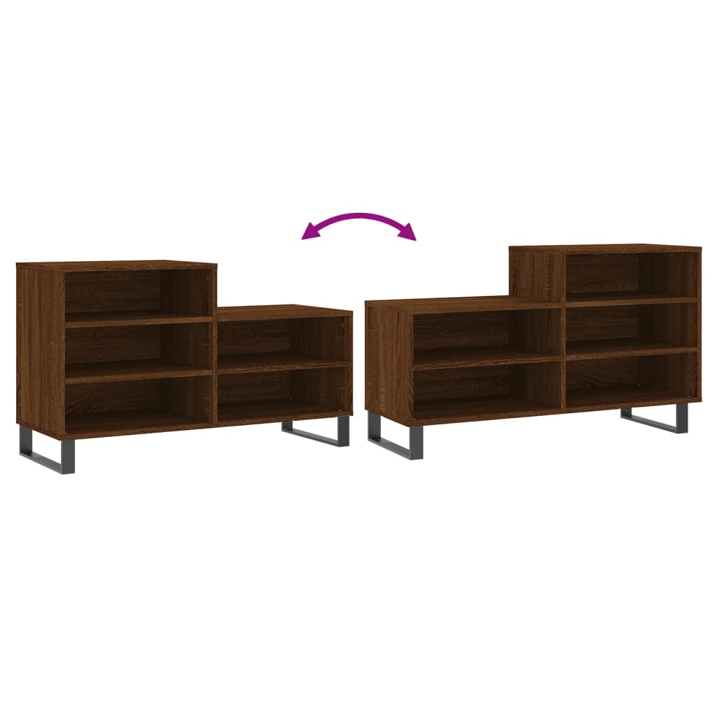 Étagère à chaussures aspect chêne marron 102x36x60 cm en bois