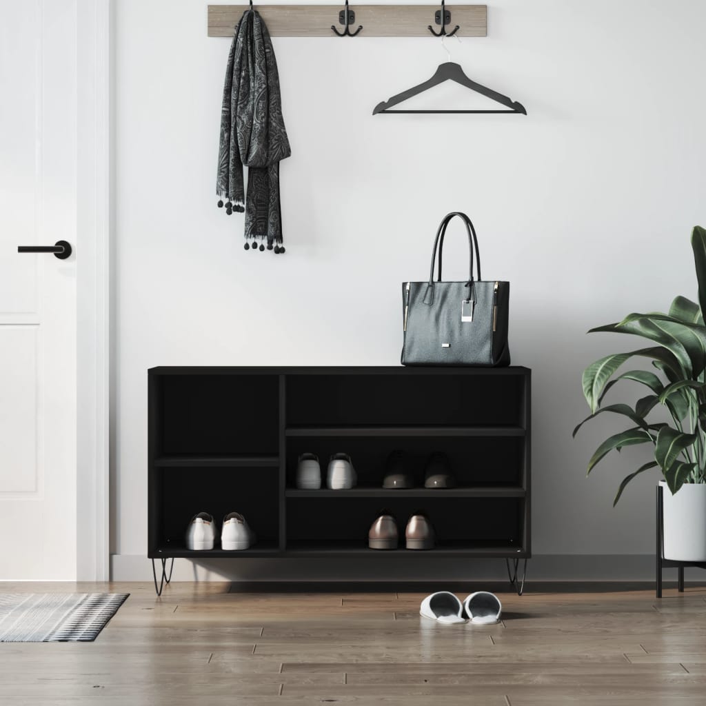 Étagère à chaussures noir 102x36x60 cm en bois