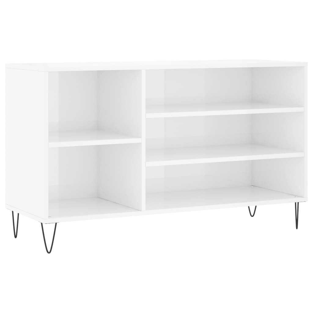 Étagère à chaussures blanc brillant 102x36x60 cm en bois