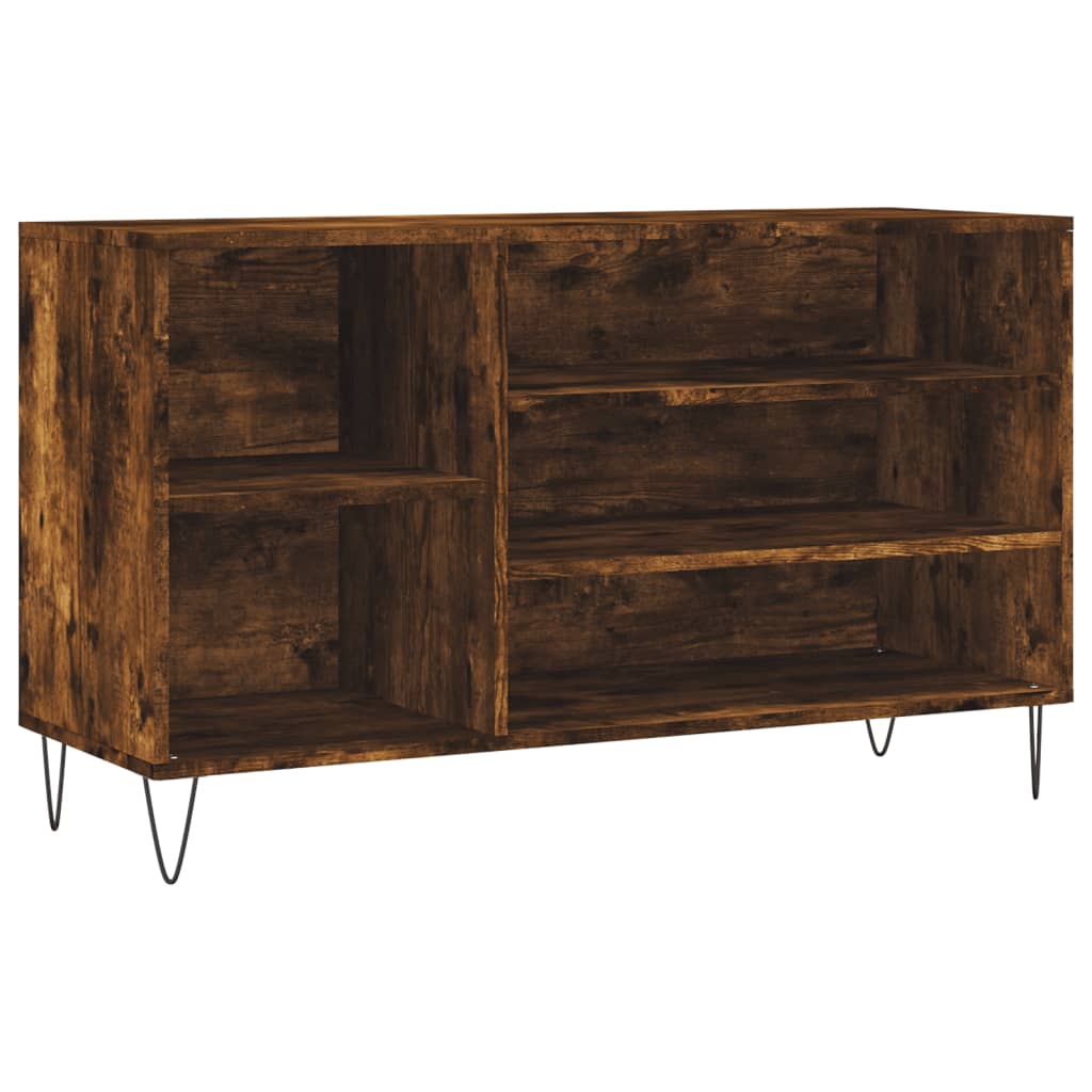 Étagère à chaussures chêne fumé 102x36x60 cm en bois