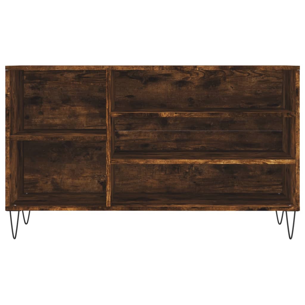 Étagère à chaussures chêne fumé 102x36x60 cm en bois