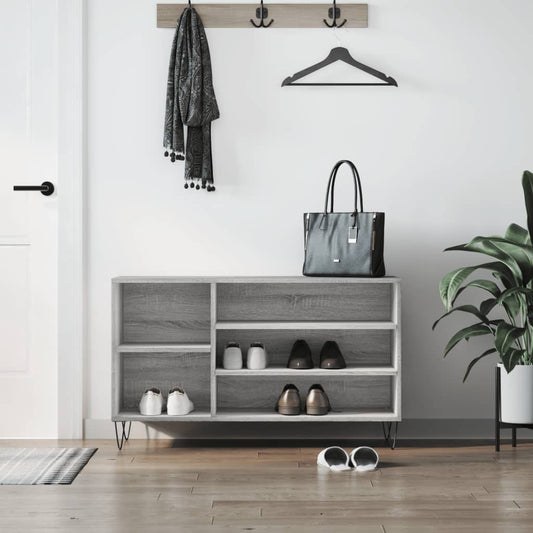 Shoe rack gray Sonoma 102x36x60 cm made of wood