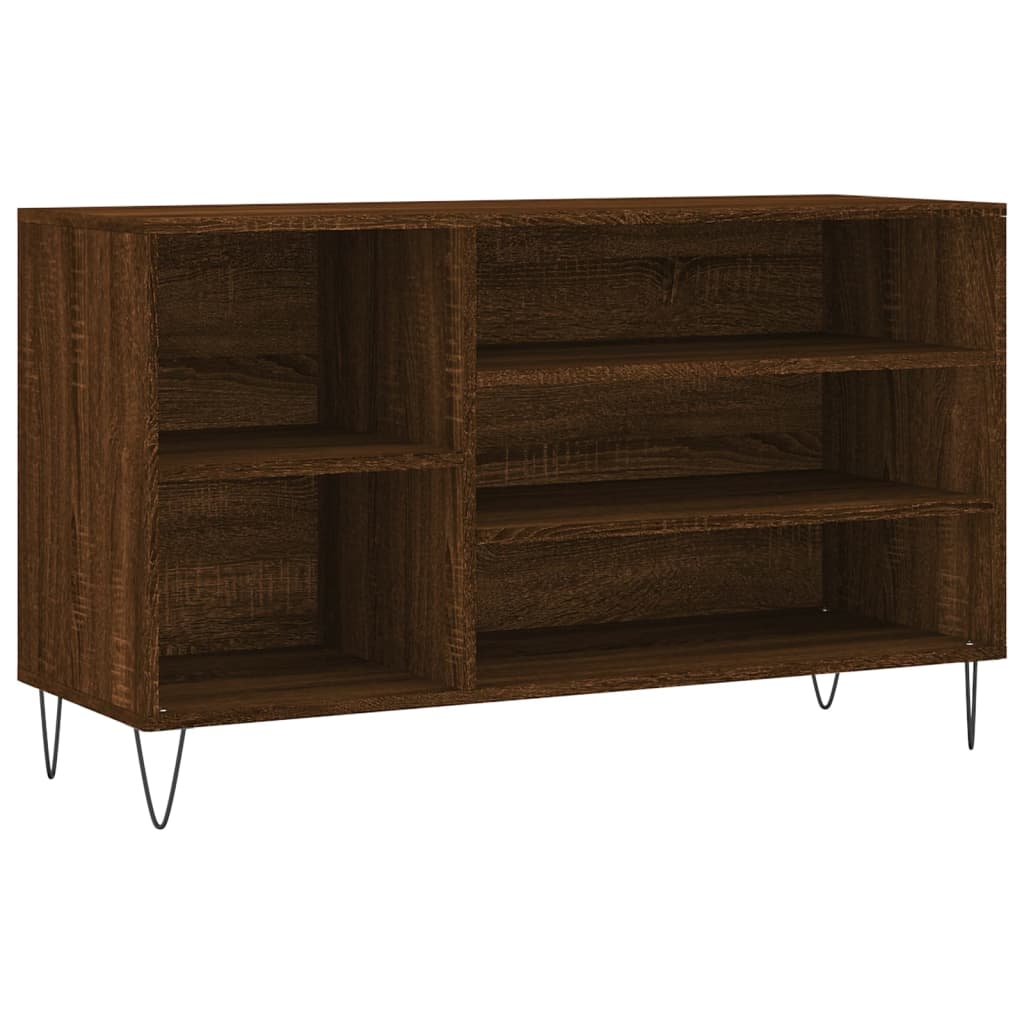 Étagère à chaussures aspect chêne marron 102x36x60 cm en bois