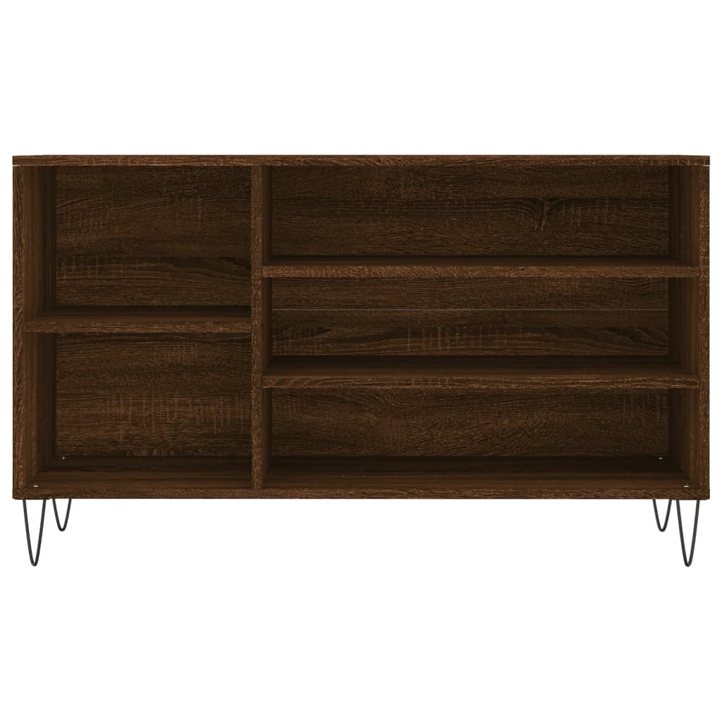 Étagère à chaussures aspect chêne marron 102x36x60 cm en bois