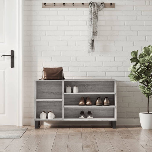 Shoe rack gray Sonoma 102x36x60 cm made of wood