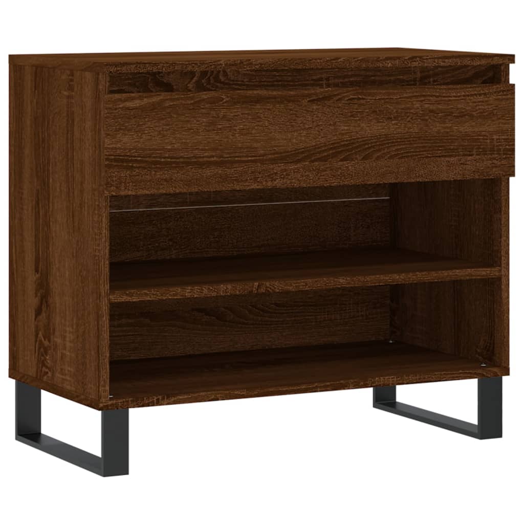 Étagère à chaussures aspect chêne marron 70x36x60 cm en bois