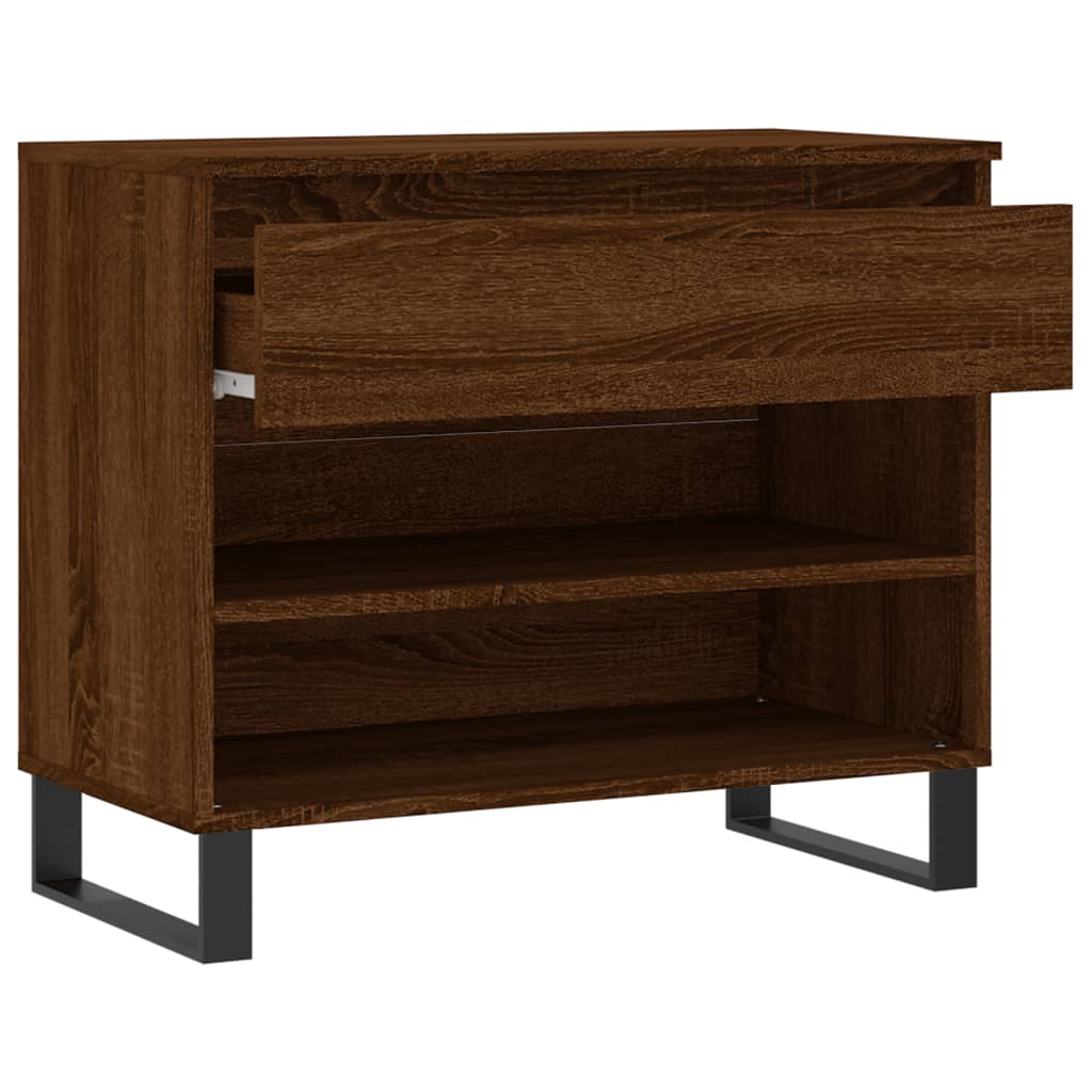 Étagère à chaussures aspect chêne marron 70x36x60 cm en bois
