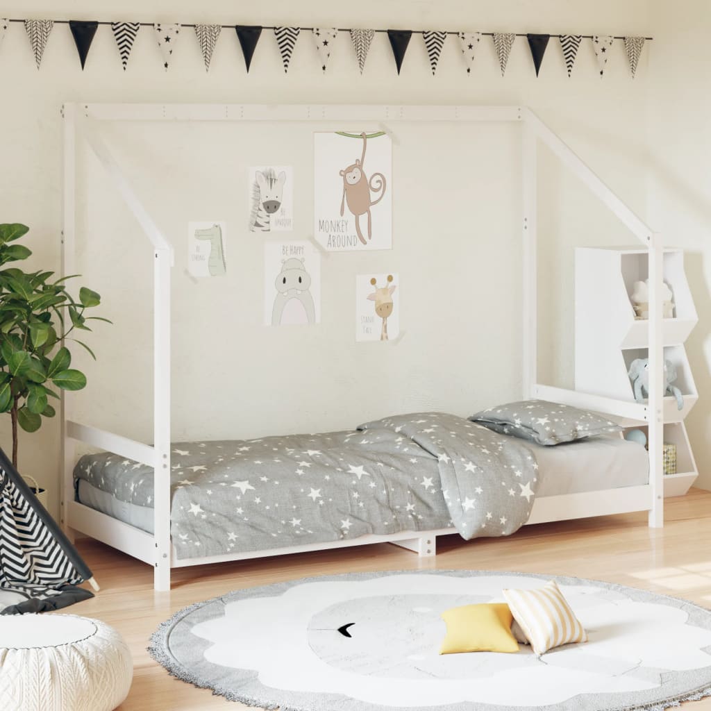 Children's bed white 80x200 cm solid pine wood