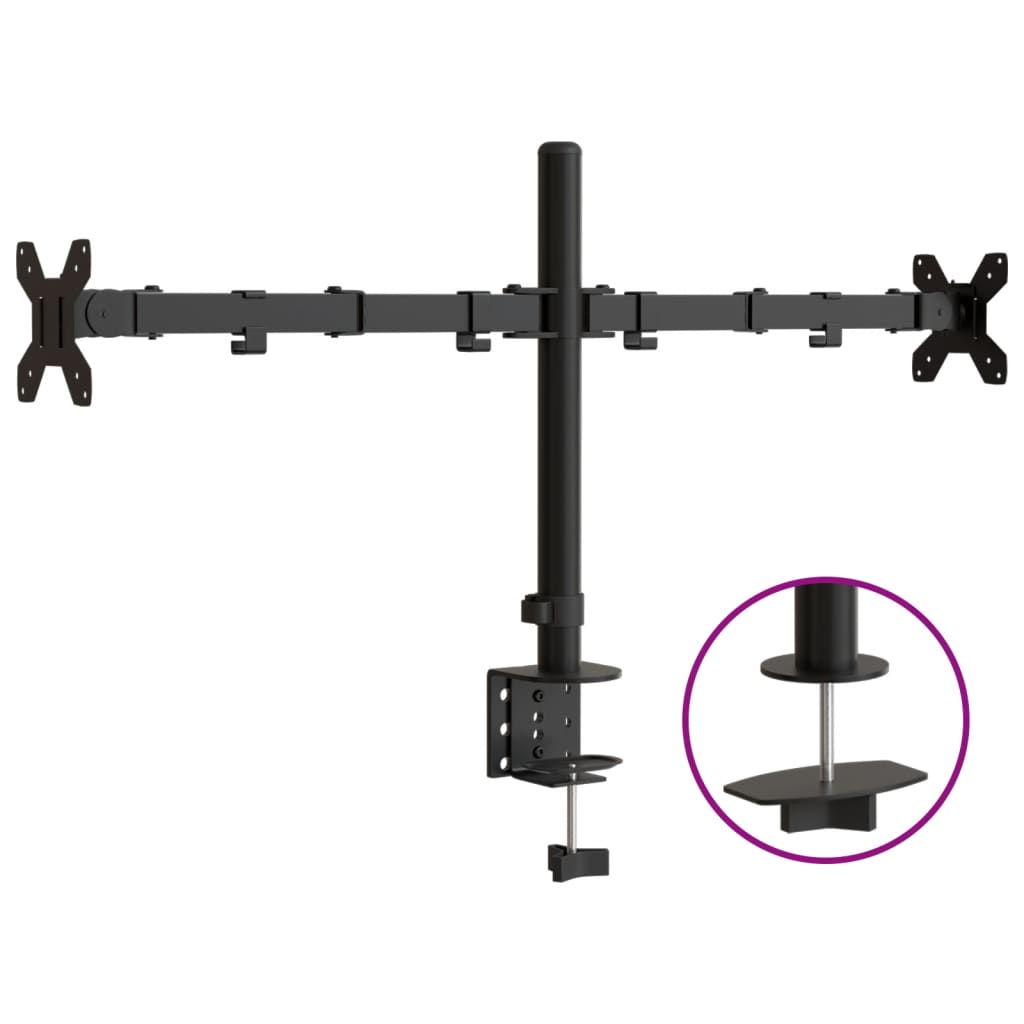 Table mount for 2 monitors black steel VESA 75/100 mm