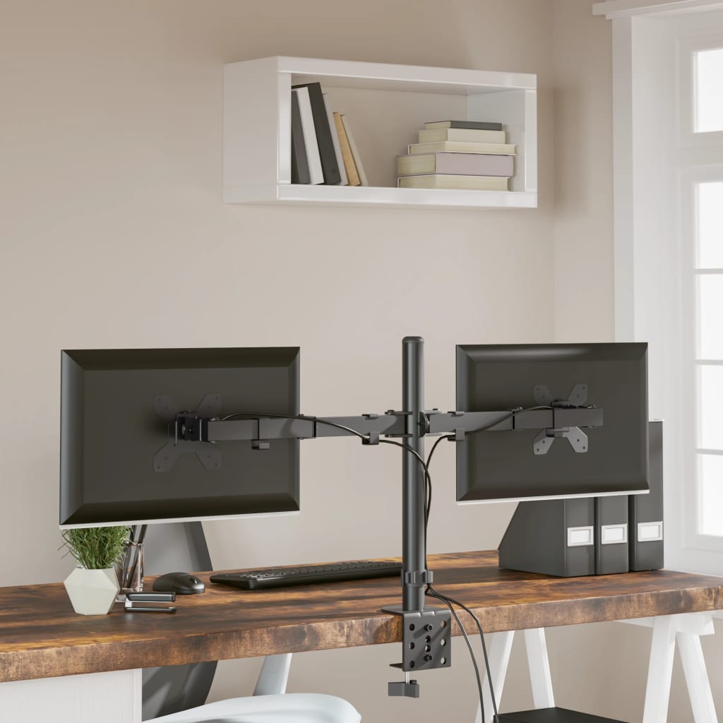 Table mount for 2 monitors black steel VESA 75/100 mm