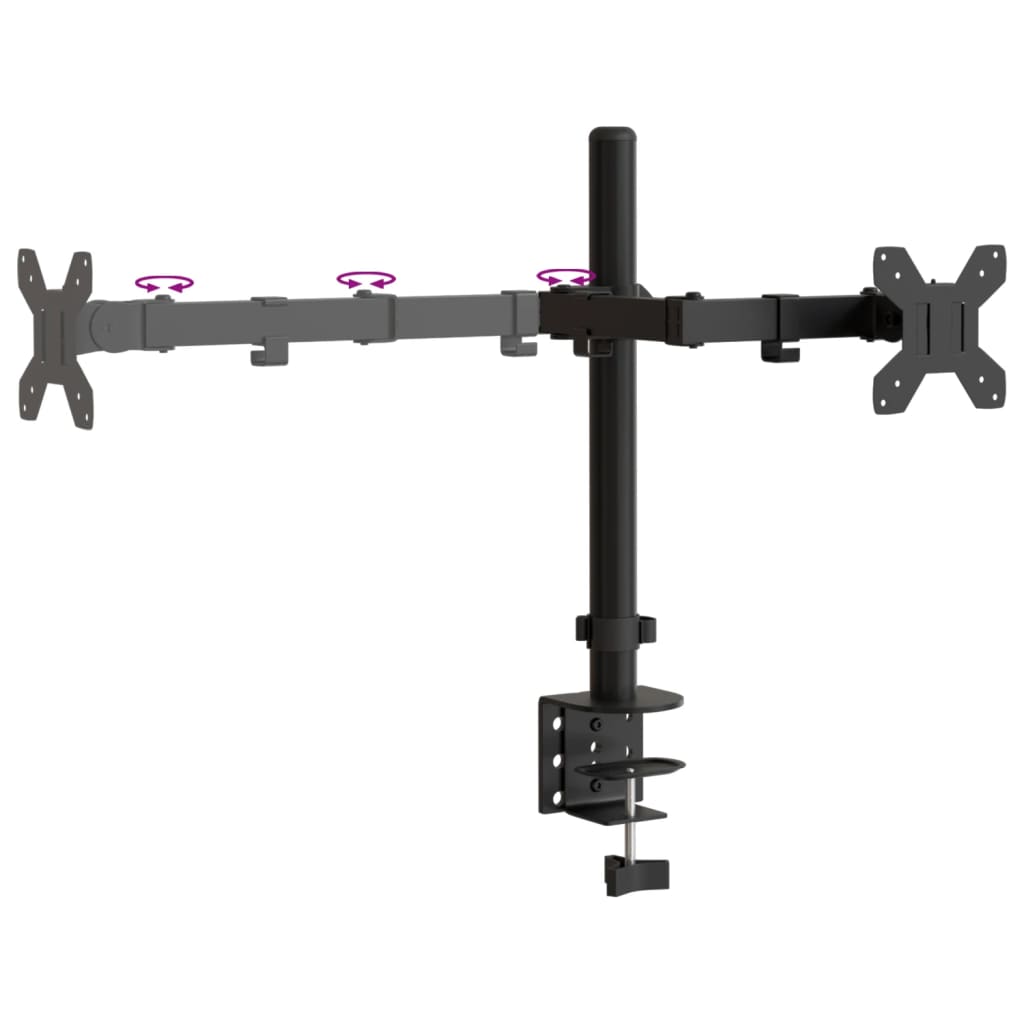 Table mount for 2 monitors black steel VESA 75/100 mm