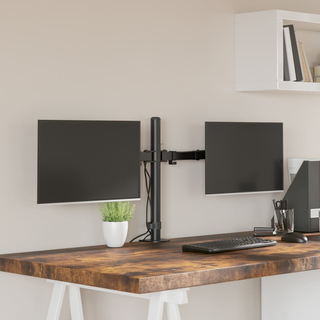 Table mount for 2 monitors black steel VESA 75/100 mm