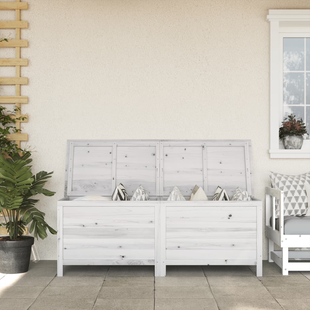 Garden chest white 150x50x56.5 cm solid fir wood