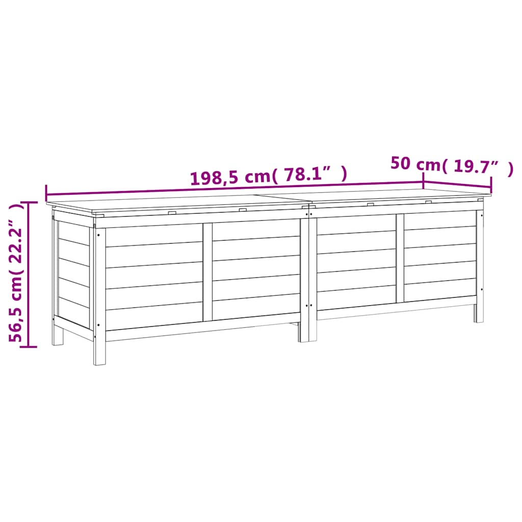 Garden chest brown 198.5x50x56.5 cm solid fir wood