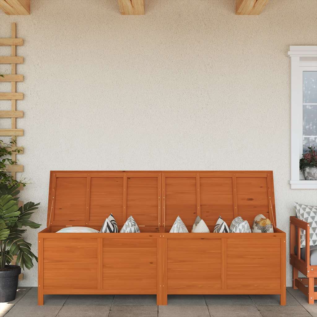 Garden chest brown 198.5x50x56.5 cm solid fir wood