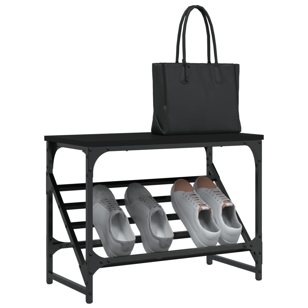Étagère à chaussures noir 60x30x45 cm en bois