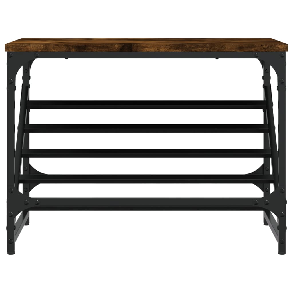Étagère à chaussures chêne fumé 60x30x45 cm en bois