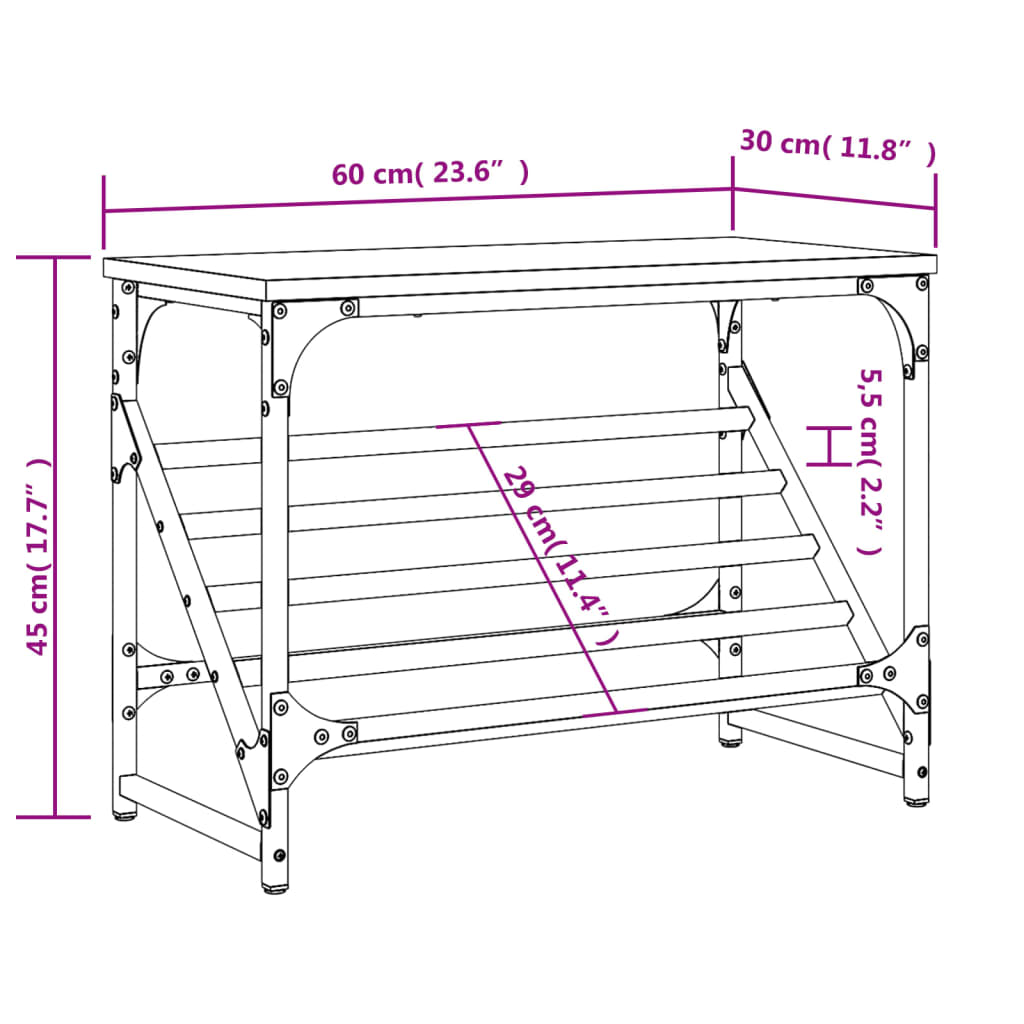 Shoe rack brown oak look 60x30x45 cm made of wood
