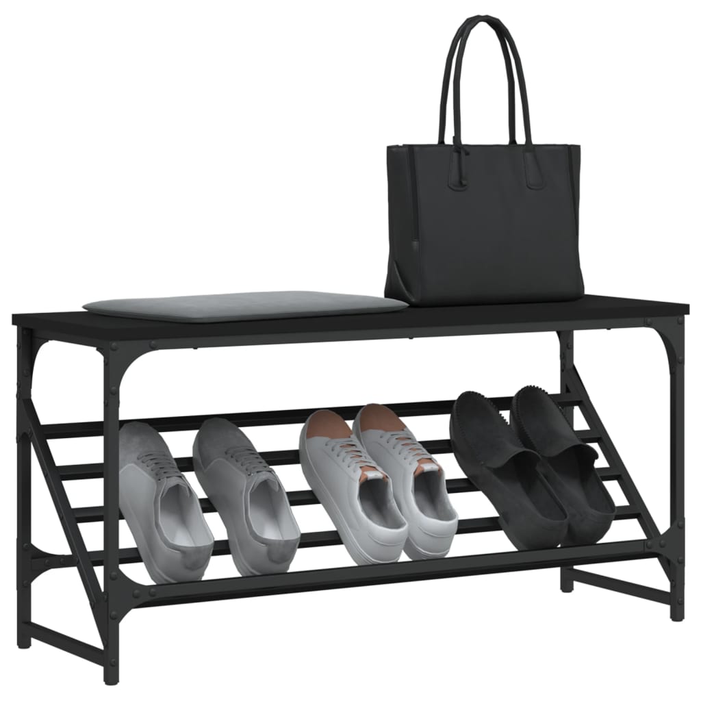 Étagère à chaussures noir 90x30x45 cm en bois