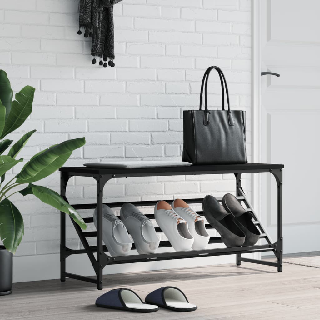 Étagère à chaussures noir 90x30x45 cm en bois