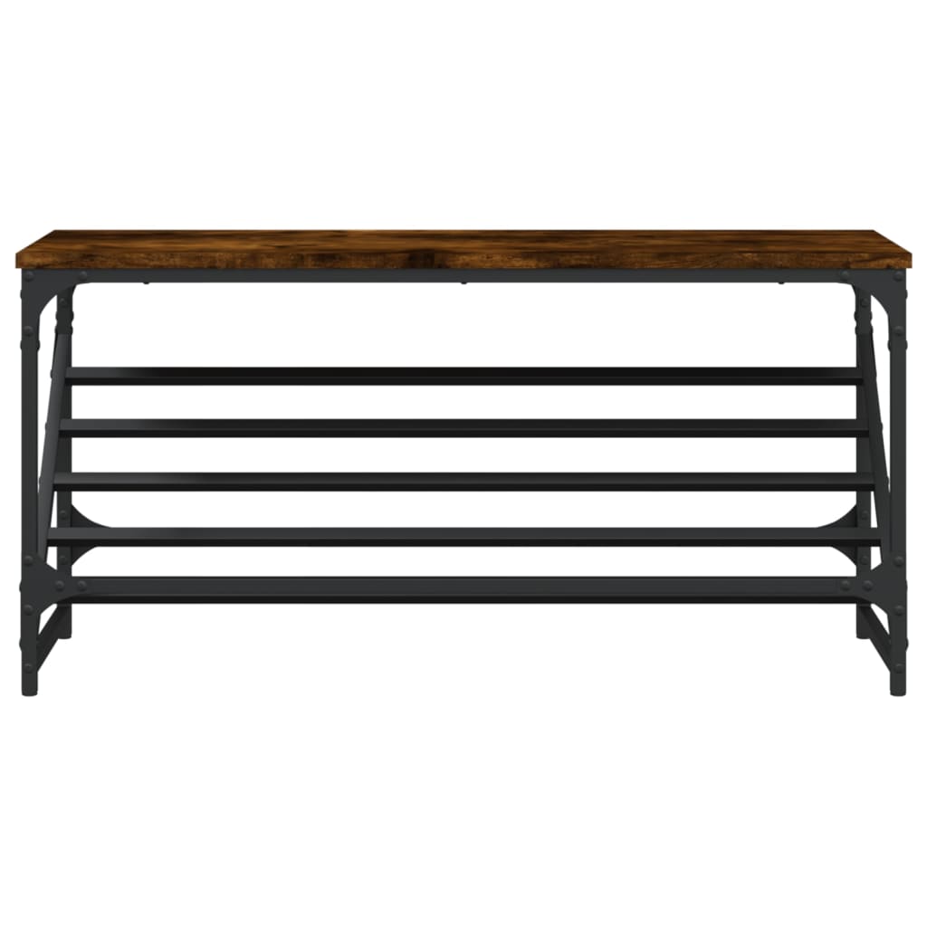 Étagère à chaussures chêne fumé 90x30x45 cm en bois