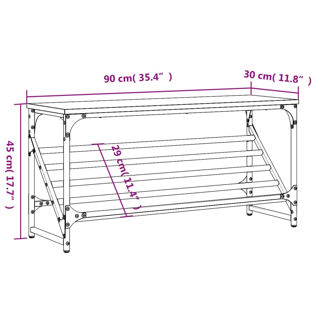 Shoe rack brown oak look 90x30x45 cm made of wood