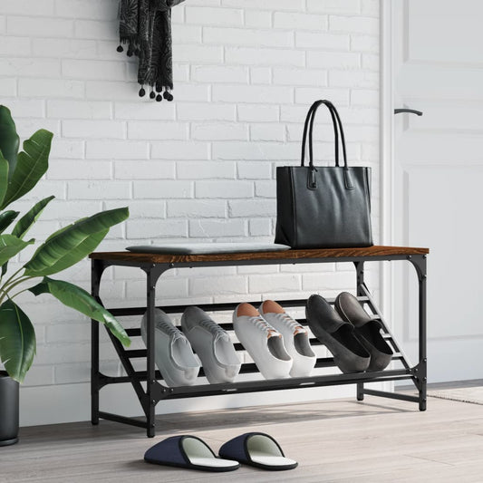 Shoe rack brown oak look 90x30x45 cm made of wood