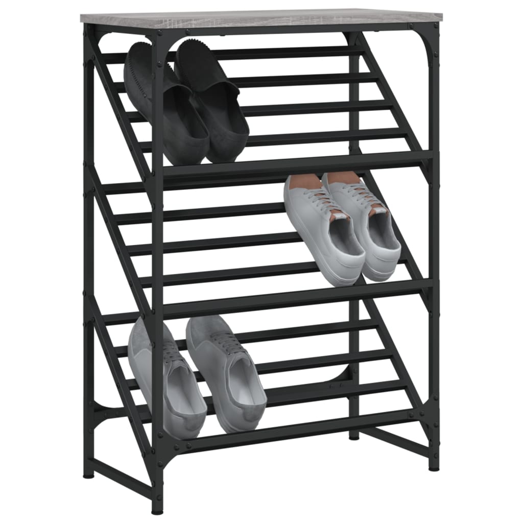 Étagère à chaussures gris Sonoma 60x30x85 cm en bois