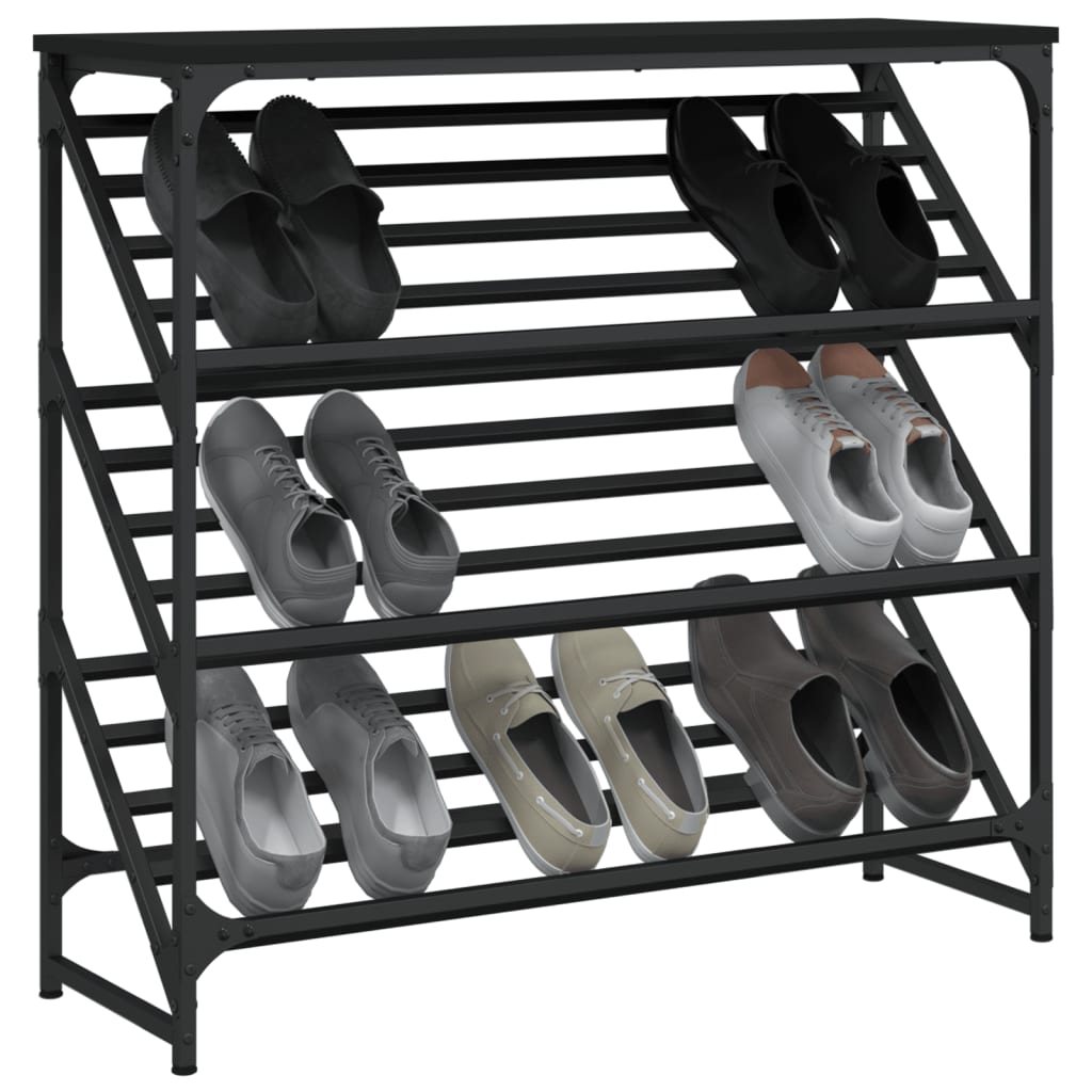 Étagère à chaussures noir 90x30x85 cm en bois