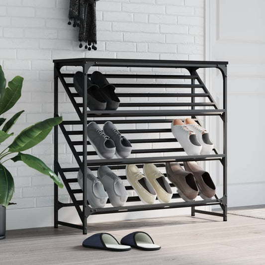 Étagère à chaussures noir 90x30x85 cm en bois