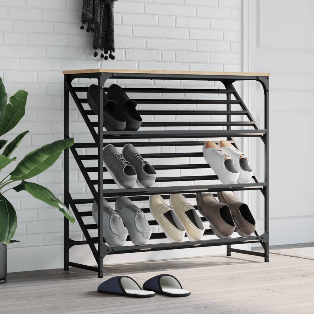 Étagère à chaussures chêne Sonoma 90x30x85 cm en bois