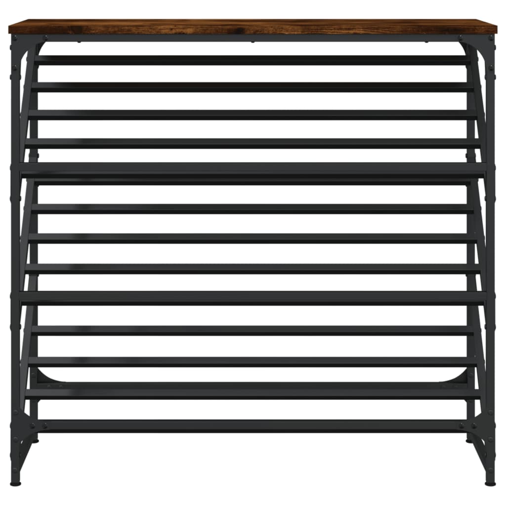 Étagère à chaussures chêne fumé 90x30x85 cm en bois