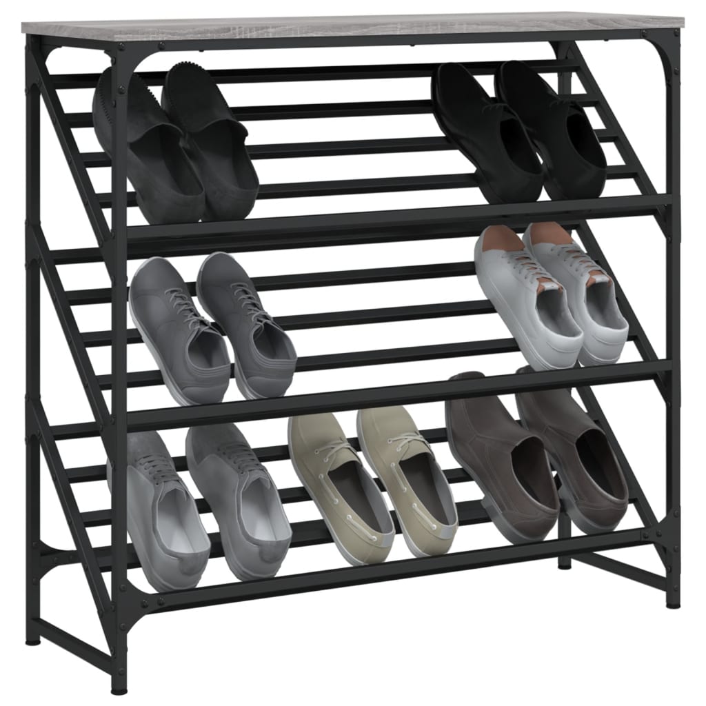Étagère à chaussures gris Sonoma 90x30x85 cm en bois