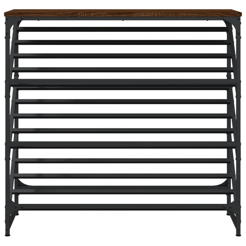 Étagère à chaussures aspect chêne marron 90x30x85 cm en bois