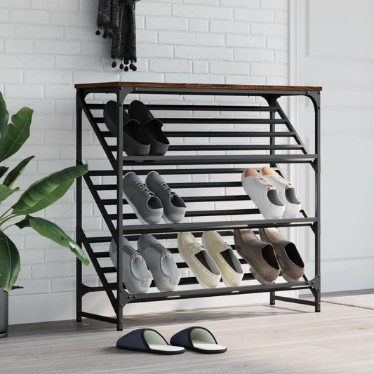 Shoe rack brown oak look 90x30x85 cm made of wood