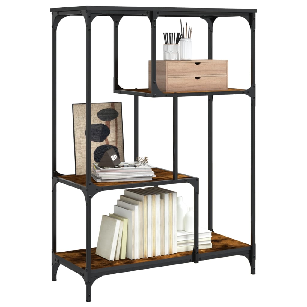 Bookcase smoked oak 81x36x115 cm made of wood and steel