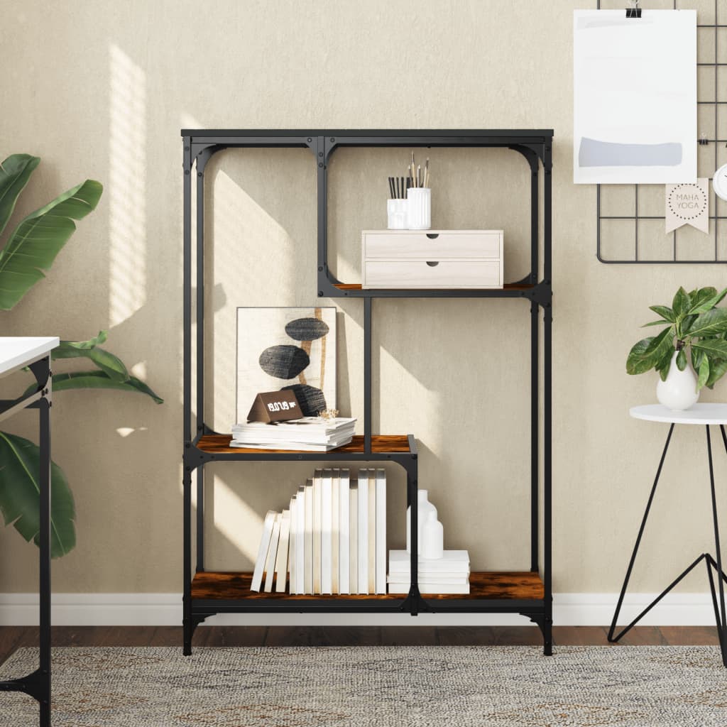 Bookcase smoked oak 81x36x115 cm made of wood and steel