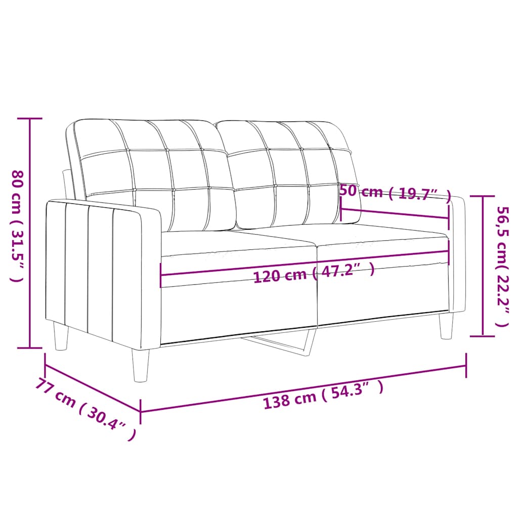 2-Sitzer-Sofa Weinrot 120 cm Stoff