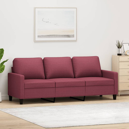 3 seater sofa wine red 180 cm fabric