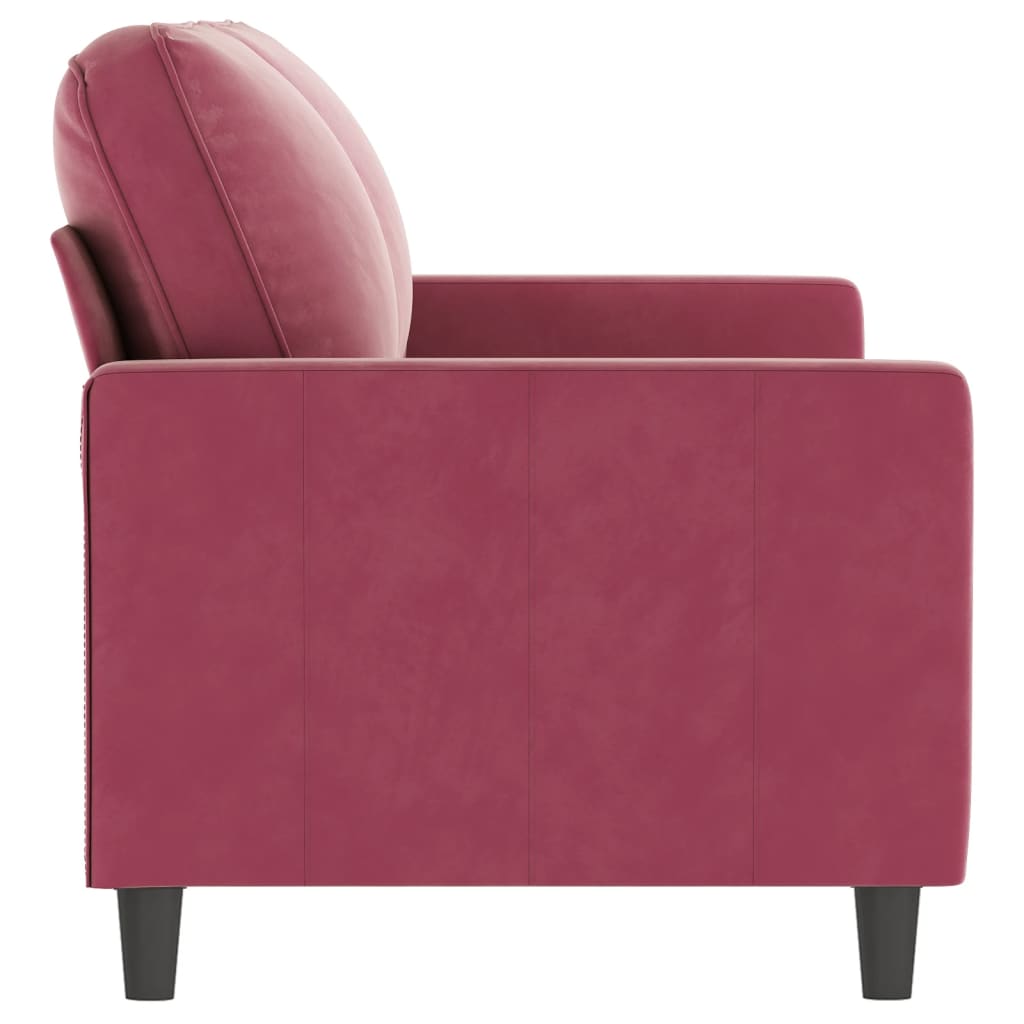 2-seater sofa wine red 140 cm velvet