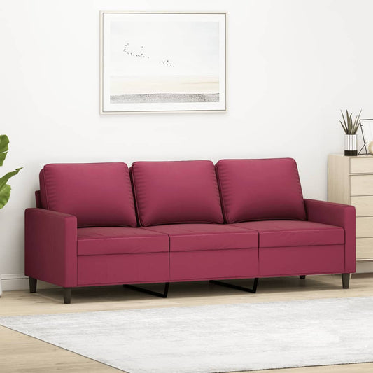 3-seater sofa wine red 180 cm velvet