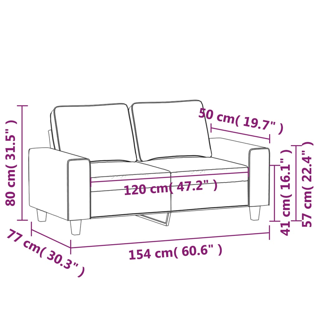2 seater sofa wine red 120 cm fabric