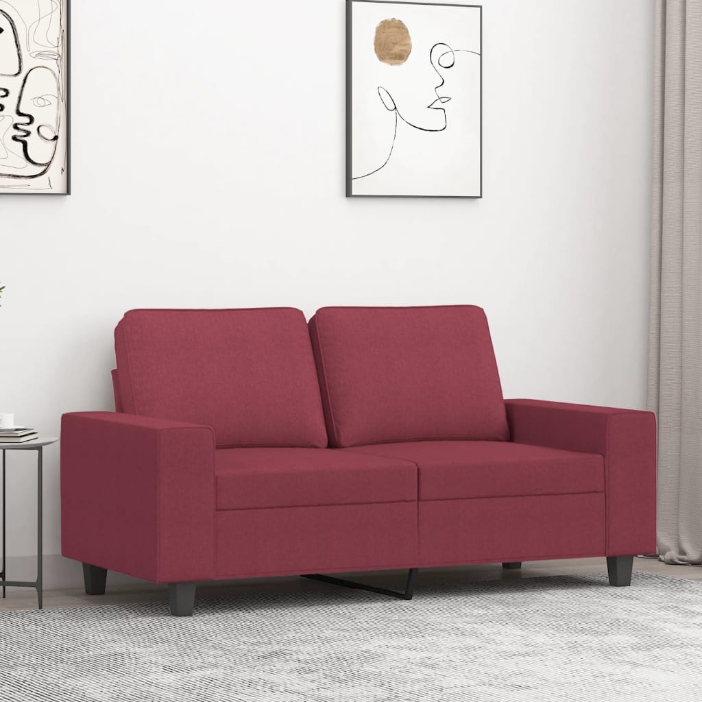 2 seater sofa wine red 120 cm fabric