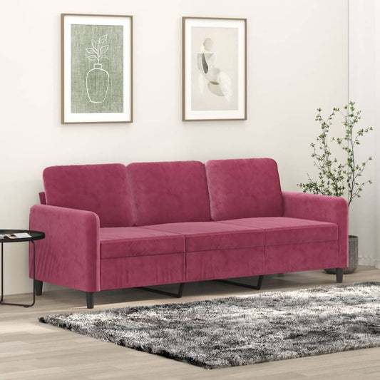 3-seater sofa wine red 180 cm velvet