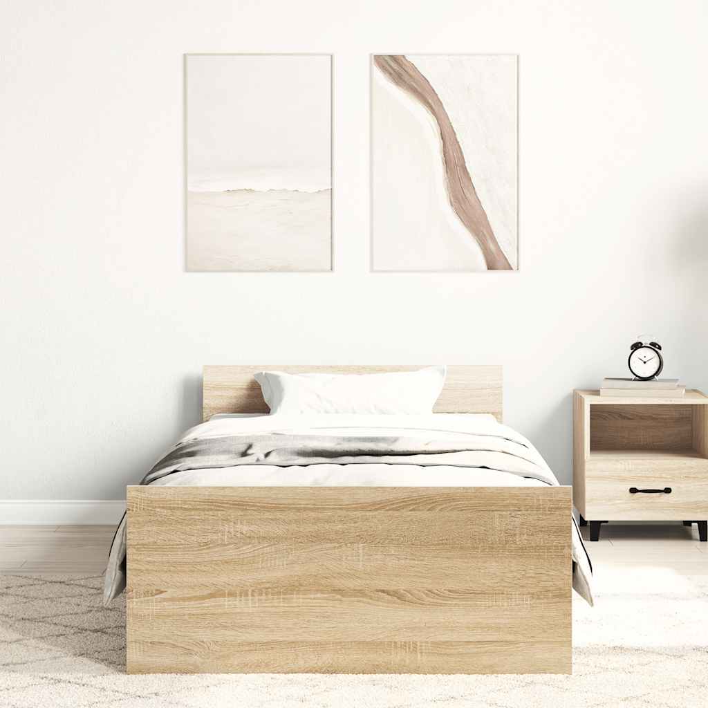Bettgestell ohne Matratze Sonoma-Eiche 90x200 cm Holzwerkstoff