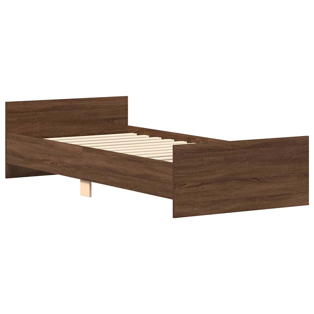 Bettgestell ohne Matratze Braun Eiche 75x190 cm Holzwerkstoff