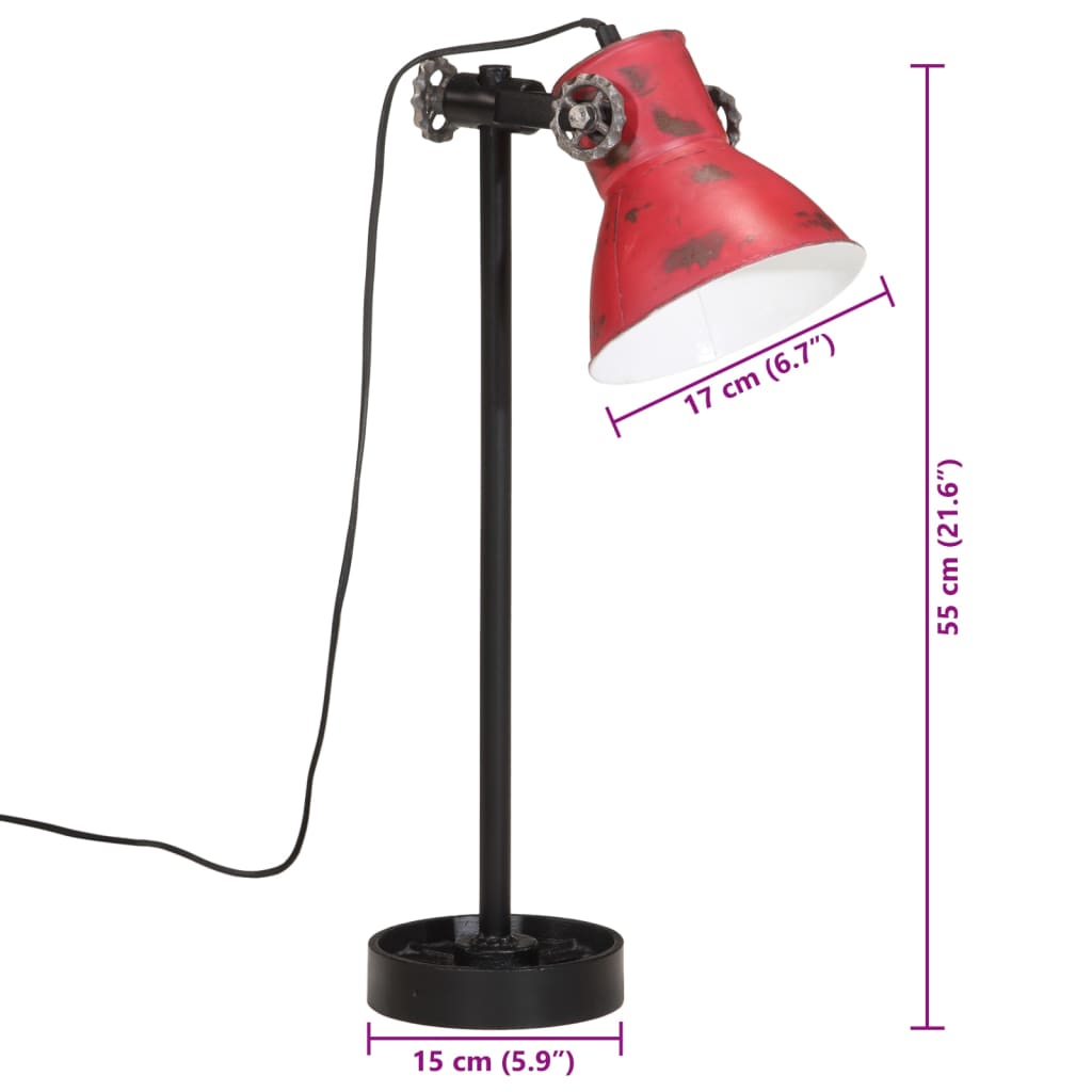 Schreibtischlampe 25 W Rot 15x15x55 cm E27